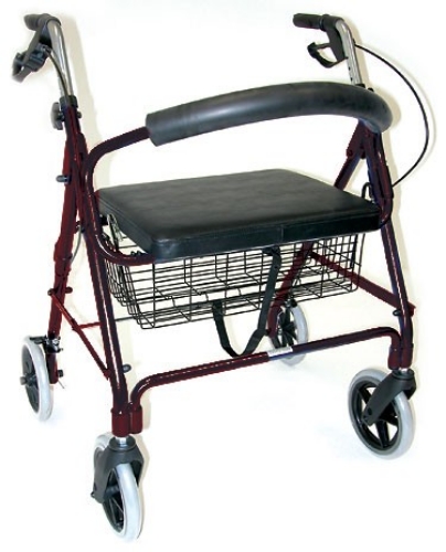 Picture of DMI Lightweight Extra-Wide Heavy-Duty Aluminum Rollator, Burgundy 375 LBS WEIGHT CAPACITY