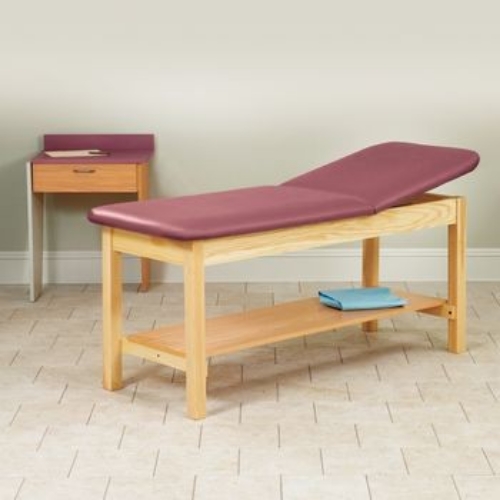 Picture of Clinton Wooden H-Brace Table with Shelf- Burgundy***CALL or EMAIL FOR QUOTE***