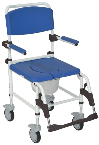 Picture of Aluminum Rehab Shower Commode Chair with Four Rear-locking Casters