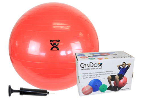 Picture of CanDo Inflatable Exercise Ball - Economy Set - Red - 30" (75 cm) Ball, For individuals 6'1" to 6'9"