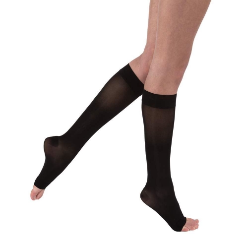 Picture of Knee High classic Black Open Toe 15-20 mmHg compression stockings