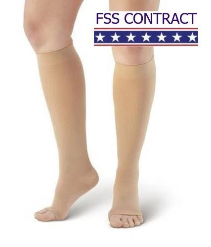 Picture of AW 301 WIDE CALF Compression Stockings Open Toe Knee Highs - 30-40 mmHg