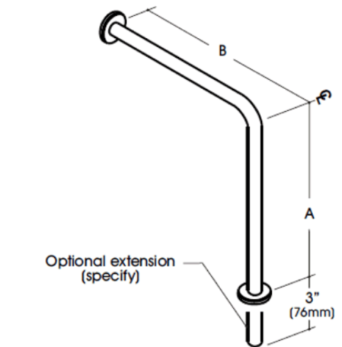 Picture of Wall to Floor Rail Grab Bar-1 1/2” x 33” x 30” Stainless Steel Smooth Grip