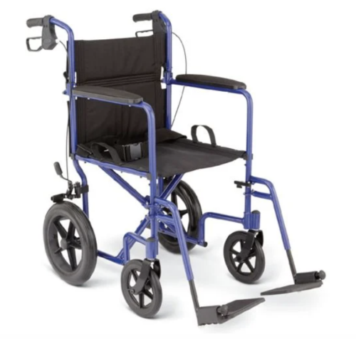 Picture of 18" Aluminum Transport Chair with 12" Rear Wheels - Blue