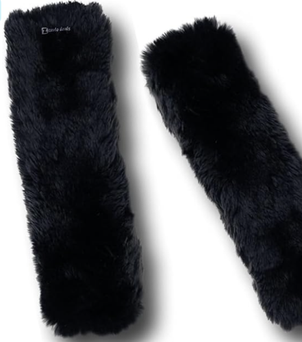 Picture of Soft Faux Sheepskin Seat Belt Black Shoulder Pad- Two Pack